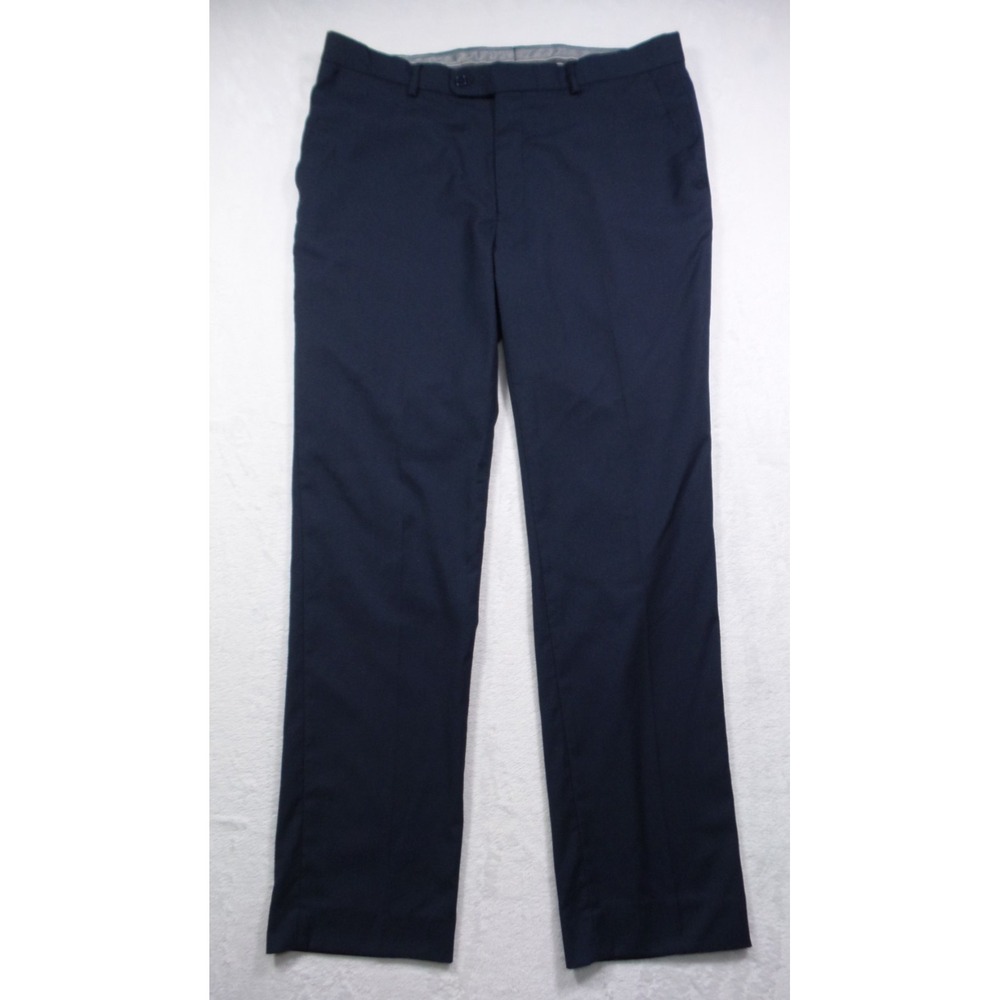 Angelo Rossi Dress Pants‎ Mens Size 36 x 32 Navy Stretch Pleated Mid Rise